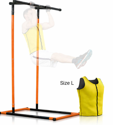 Pack Estación de Dominadas Fitness con Guía de Ejercicios y Chaleco Deportivo Sauna Hombre L InnovaGoods