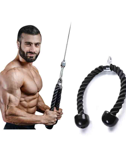 Cuerda de tracción para entrenamiento de tríceps y bíceps (versión de uno o dos extremos) para máquinas de poleas y estaciones de fuerza.